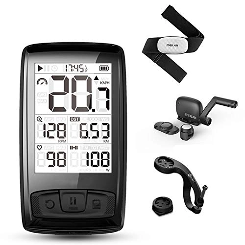 Ordinateurs de vélo : GPS vélo Ordinateur vélo Compteur kilométrique extérieur étanche Bluetooth Compteur de Vitesse avec avec Ceinture de fréquence Cardiaque Table de Code sans Fil Ant + capteur de Vitesse de Cadence