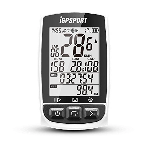 Ordinateurs de vélo : IGPSPORT iGS50E GPS Compteur vélo avec Ant + Fonction avec Le Moniteur de fréquence Cardiaque d'appui de Grand écran Connexion du capteur de Cadence de Vitesse - Blanc