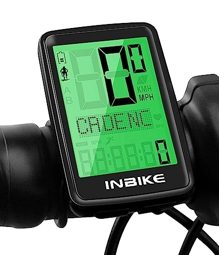 Ordinateurs de vélo : INBIKE Compteur Velo sans Fil GPS VTT Accessoires Compteur de Vitesse Equipement Ordinateur de Kilometreur de Fréquence d'échantillonnage, de Kilomètres Vert