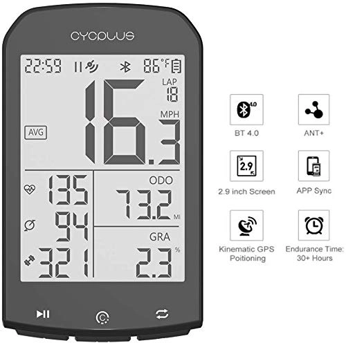 Ordinateurs de vélo : Linghuang Compteur de vitesse Odomètre avant + Compteur de vitesse sans fil Bluetooth Compatible avec l'application Écran LCD de 2, 9" avec rétroéclairage