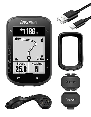 Ordinateurs de vélo : Lot Complet iGPSPORT BSC200 GPS Compteur Vélo 30h Autonomie de Batterie Navigation Écran de 2, 5'' Soutien BLE5.0 & Ant+，IPX7