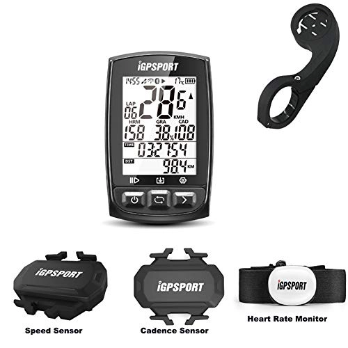Ordinateurs de vélo : MLSice iGPSPORT Ordinateur de vélo sans Fil GPS avec Ceinture de fréquence Cardiaque et capteur de Vitesse + capteur de Cadence avec Fonction Ant + Bluetooth