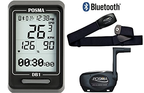 Ordinateurs de vélo : Ordinateur de vélo POSMA DB1 BLE.4.0 Forfait avec le moniteur de fréquence cardiaque BHR20 et le capteur de vitesse et cadence BCB20.