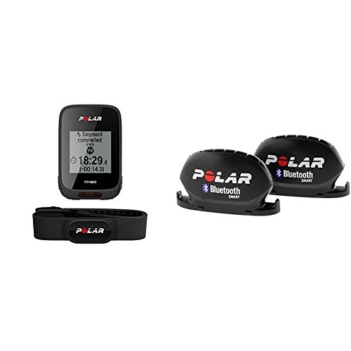 Ordinateurs de vélo : Polar - M460 - Compteur Vélo GPS Intégré avec Ceinture Capteur de Fréquence Cardiaque - Noir & Kit Capteur de Vitesse et Capteur de Cadence Bluetooth Smart