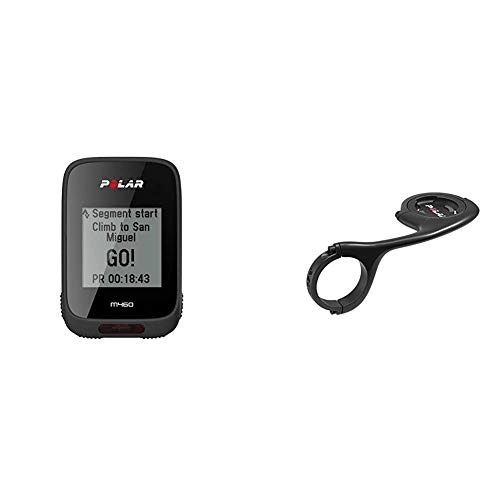 Ordinateurs de vélo : Polar - M460 - Compteur vélo GPS Intégré - Noir & M450 / V650 Support de vélo Avant Ajustable, Noir