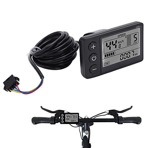 Ordinateurs de vélo : S866 Affichage LCD pour vélo électrique 24V 36V 48V Panneau de commande de compteur d'affichage de vélo électrique Grand écran IP65 Étanche Compteur d'affichage LCD électrique pour guidon de 22, 2 mm / 0
