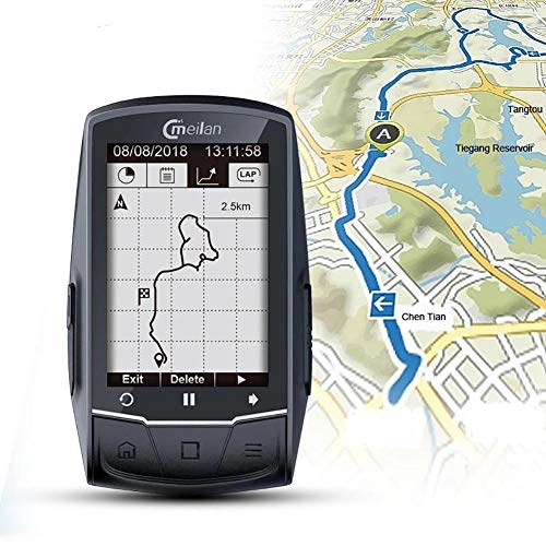 Ordinateurs de vélo : SDJJ Compteur de Vitesse de vlo sans Fil, Navigation GPS vlo Ordinateur de vlo GPS BLE4.0 Compteur de Vitesse Se connecter avec Cadence / HR Moniteur / Power Meter (ne Pas inclure)