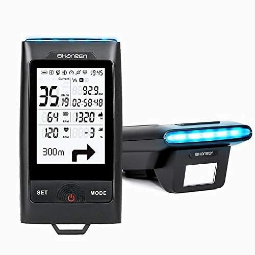 Ordinateurs de vélo : SHANREN Di-Pro Ordinateur de vélo GPS 96 heures Bluetooth ANT+ avec phare