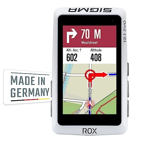 Ordinateurs de vélo : Sigma Sport ROX 12.1 Evo Basic Blanc | Compteur Cycle GPS avec Cartes optimisées pour Le vélo | Navigation sur Carte novatrice | Compatible avec Les vélo électriques