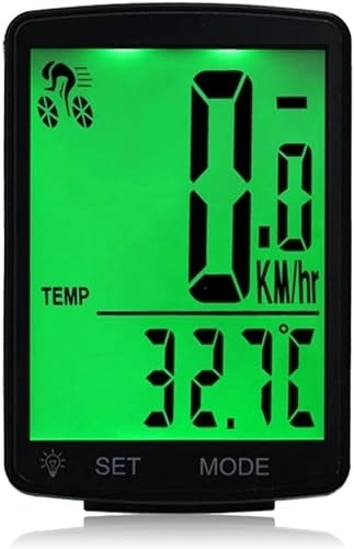 Ordinateurs de vélo : TXY Multifonctionnel, écran LCD Multifonctionnel Ordinateur de vélo vélo sans Fil étanche à la Pluie Compteur de Vitesse Cyclisme 2.8 Pouces étanche (Color : Green)