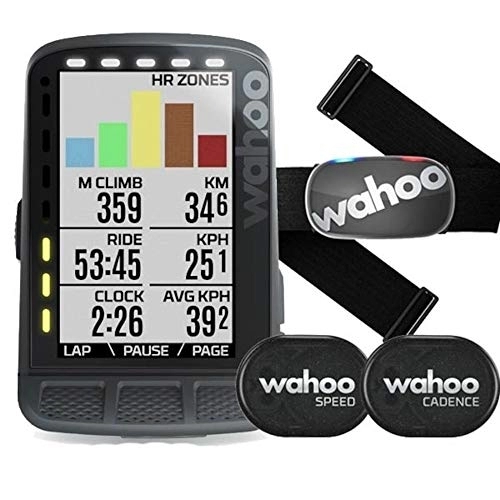 Ordinateurs de vélo : Wahoo Compteur GPS Elemnt Roam Bundle avec Moniteur Cardiaque TICKR Stealth Grey et des capteurs RPM Vitesse et Cadence Couleur Multiples
