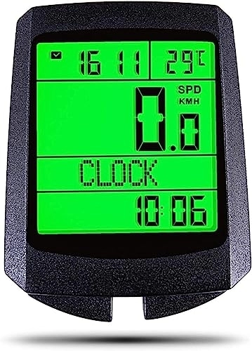 Ordinateurs de vélo : WDX - Compteur de vitesse de vélo étanche, rétro-éclairage LCD 5 langues, convient aux vélos de route et de montagne Mesure de vitesse (couleur : vert)