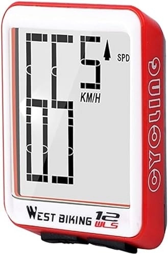 Ordinateurs de vélo : WDX Vélo Numérique Ordinateur Compteur de Vitesse Thermomètre Étanche Vitesse Distance Temps Mesure de Vitesse Mesure de Vitesse (Couleur : Rouge)