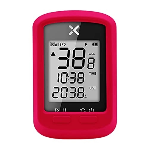Ordinateurs de vélo : XOSS G Compteur de Vélo GPS IPX7 Étanche Compteur sans Fil Écran Rétroéclairé avec Housse de Protection Rouge