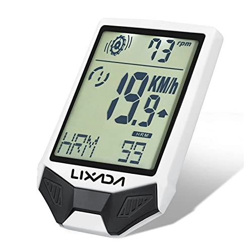 Ordinateurs de vélo : YINHUI Cyclisme Ordinateur sans Fil avec capteur de fréquence Cardiaque Capteur Multifonctionnel Cyclisme de Cyclisme avec écran de rétroéclairage LCD (Color : White)
