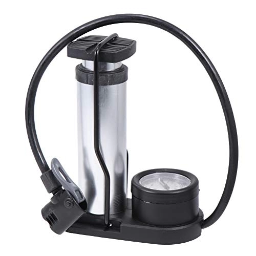 Pompes à vélo : ABOOFAN Mini pompe à pied portable haute pression pour pneu de vélo VTT Gonfleur de sol Activé au pied Pompe au sol avec baromètre et outils de réparation de pneu (argent)