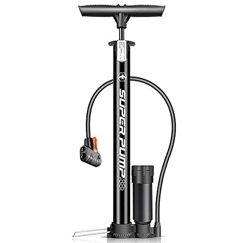 Pompes à vélo : BCGT Pompe à vélo Pompe à vélo Portable Pompe à vélo Pompe à air Mini Pompe à Plancher 160PI, Pompe de Pneu de vélo Universel léger (Color : Black)