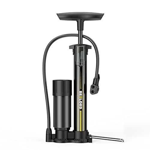 Pompes à vélo : BEELORD Pompe de pneu de vélo compatible avec les valves Presta et Schrader Pompe sur pied pour vélo de montagne Road Bikes Air Ball Pump Gonflateur pour ballons, coussin d'air