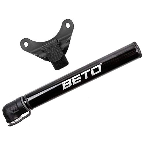 Pompes à vélo : BETO Unisexe - Mini Pompe Adulte en Aluminium Ultra Petite et légère jusqu'à 7 bar / 100 psi pour FV Noir 160 mm