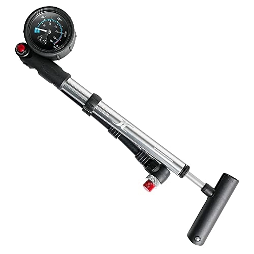 Pompes à vélo : BV Fourche de vélo haute pression avec amortisseur arrière 400 PSI avec manomètre et micro bouton de réglage de l'air