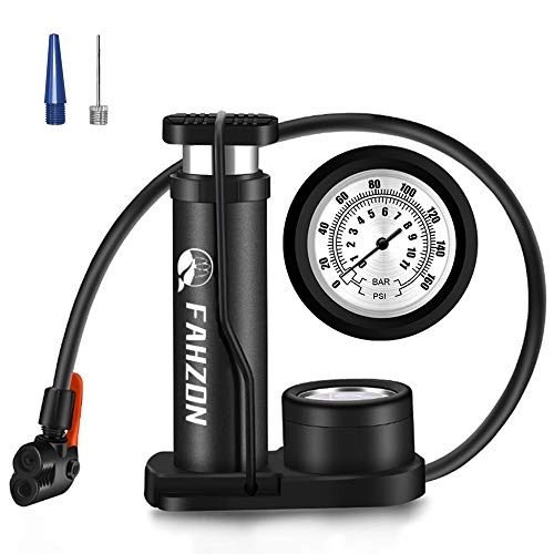 Pompes à vélo : FAHZON Bike Pump Mini Portable Bicycle Foot Pump with Pressure Gauge Bike Tire Air Pump with Gas Ball Needle for All Bike, ...