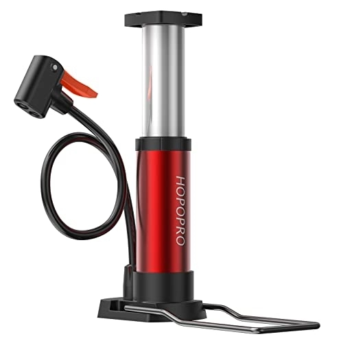 Pompes à vélo : Hopopro – Mini pompe à vélo portable avec valves Presta, Schrader, Dunlop et aiguille à gaz pour vélo de route et VTT