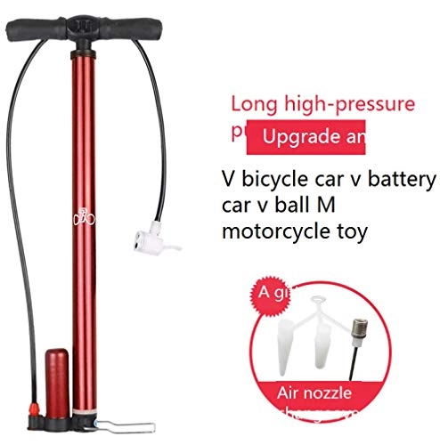 Pompes à vélo : Inflateur de bicyclette, batterie lectrique de mnage haute tension, pompe universelle de tube gonflable de bicyclette, voiture de moteur-Rouge haute tension