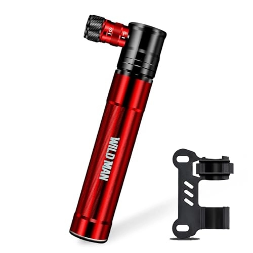 Pompes à vélo : JOYSOG Mini pompe à air portable pour pompe à vélo Presta 100 psi haute pression portable avec kit de montage pour accessoires de vélo de route / VTT (rouge)