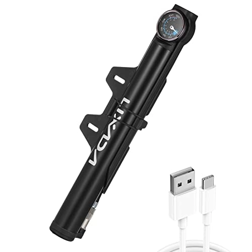 Pompes à vélo : KOCAN Mini Pompe à air électrique avec manomètre USB Rechargeable 120PSI vélo vélo Main Pompe à air gonfleur de Pneu VTT Pompe à vélo
