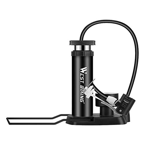 Pompes à vélo : Mini pneu de pied activé avec gonflateur - Pompe à pression portable - Manomètre - Accessoire de vélo - Cadre de téléphone portable (noir, taille unique)