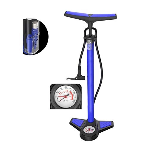 Pompes à vélo : Mini-Pompe à Main Pompe à main de pneu de bicyclette de cycle de pompe de vélo de plancher de plancher à haute pression avec la mesure de pression atmosphérique ( Couleur : Bleu , Taille : 65cm )
