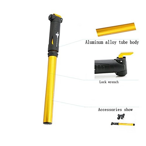 Pompes à vélo : Mini Portable Haute Pression pompe à vélo route de montagne ou Pompe à vélo BMX Pneus, jaune