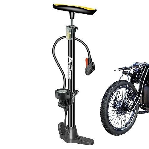 Pompes à vélo : pneu vélo avec manomètre, pompe à ballon gonfleur universelle pour pneu vélo avec poignée ergonomique pour basket-ball, football, gonflables Anulely