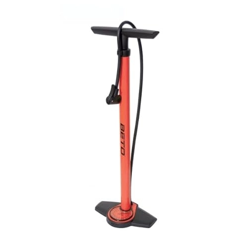 Pompes à vélo : Pompe de sol COLORED en acier avec manomètre, hauteur 660 mm, 11 bar, couleur rouge vélo VTT