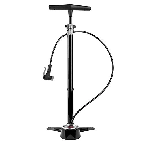 Pompes à vélo : Pompe pied portable Pompe de plancher de bicyclette ergonomique de bicyclette et tte de valve d'instrument, pompe plancher haute pression de basket-ball de vitesse morte de vlo de route