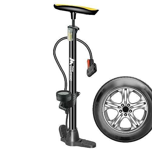 Pompes à vélo : Pompe sur pied pour vélo avec manomètre, gonfleur manuel à haute pression | Gonfleur de ballon manuel, pompe haute pression avec poignée ergonomique pour pneus, basket-ball, bateaux gonflables Cyhamse