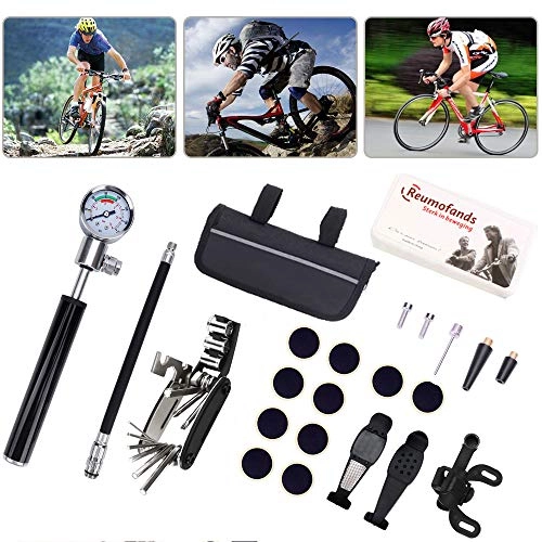 Pompes à vélo : Pompe à vélo, 26 en 1, kit d'outils de réparation pour vélo de montagne, vélo de route, mini kit de pompe à pneu