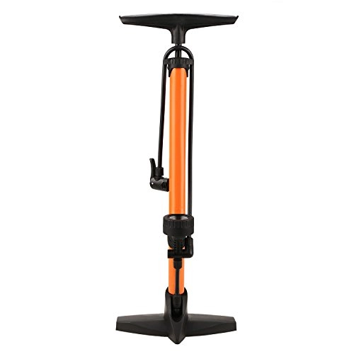Pompes à vélo : Pompe à vélo haute pression - Pour vélo de sport - Modèle compact et universel - Pour chambre à air, Orange