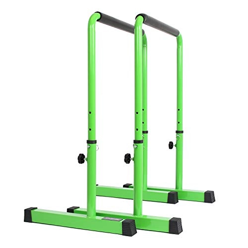 Pompes à vélo : POWER GUIDANCE Barres Dip Traction Ajustable / Pompe Gymnastique / Barres Parallèles Haute Parallettes (Vert)
