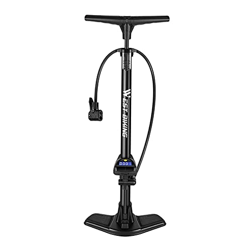 Pompes à vélo : Sharplace Pompe à air de Plancher de vélo Haute Pression avec jauge numérique 145 PSI - Valve Presta et Shrader appropriée - Vélo de Route ou de VTT