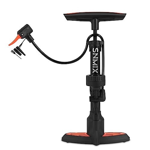 Pompes à vélo : SNMIX Pompe à vélo avec manomètre, pompe à pied pour tous les vélos – valves Presta et Schrader, pompe à pneu gonflable haute pression 160 psi / 11 bar, pompe à air multifonction pour ballons de