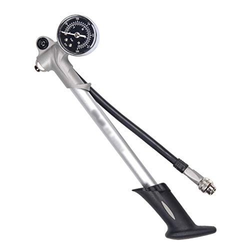 Pompes à vélo : TGhosts Pompe à vélo, Alimentation en air de 300PI Pompe à vélo de gonfleur pour gonfler Fork Shock s'adapte au Tuyau Pliable PSI / Bar (Color : Silver)