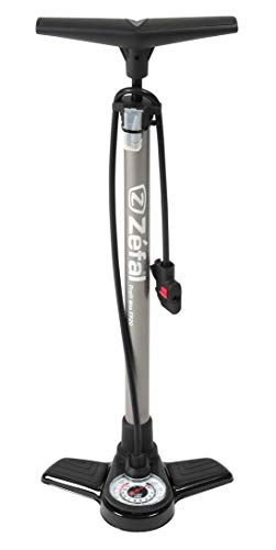 Pompes à vélo : ZEFAL Profil Max FP20, Pompe A Pied Vélo avec Large Manomètre-Compatibles Valves Presta / Schrader / Dunlop-9 Bar Cyclisme, Argent, Universel