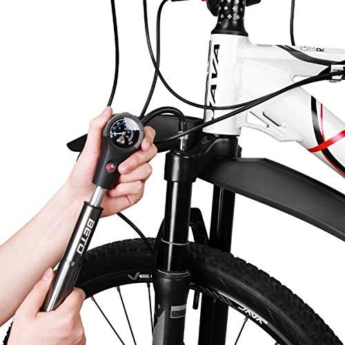 Pompes à vélo : ZSTY Pompe Portable avec baromètre, précis, Haute Performance et Inflation Rapide, adapté à Tous Les Types de vélos