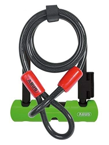 Verrous de vélo : ABUS 410 SH34 + 10 / 120 Antivol U pour vélo Unisex, Noir / Vert, 120 cm