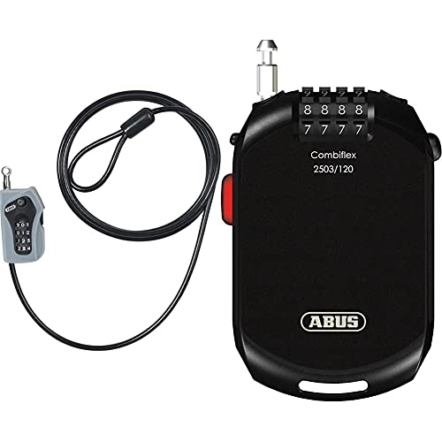 Verrous de vélo : ABUS Combiloop 205 / 200 52523-0 Antivol câble à code Noir 200 cm & 2503 / 120, Combiflex 2503, Câble-antivol vélo Noir 120 cm