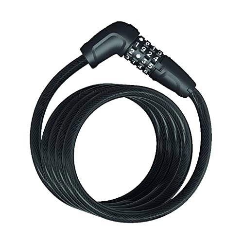 Verrous de vélo : ABUS Numero 5510C / 180 Antivol à câble en spirale – Avec support SR – Antivol à combinaison en câble en spirale épais de 10 mm – Niveau de sécurité ABUS 3 – 180 cm – Noir