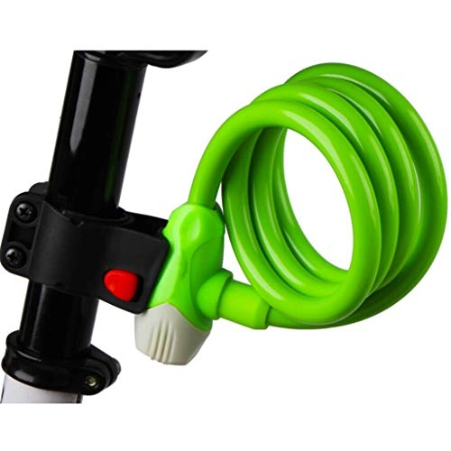 Verrous de vélo : Aini Vélo Cable Lock, Portable Câble de vélos Serrure avec clés épaissie Fil de câble de Verrouillage spiralé avec 1.2m Support de Fixation (Color : Green)