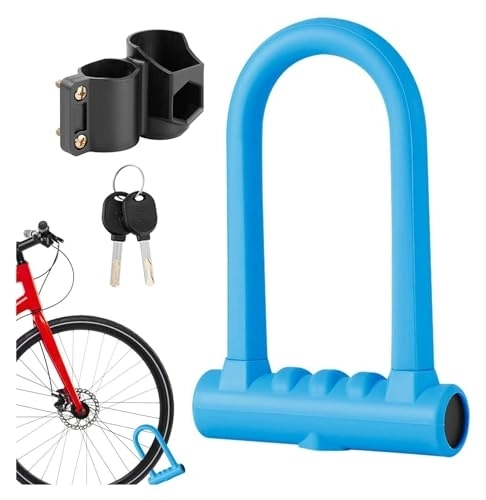 Verrous de vélo : Antivol en U for moto – Serrures de vélo en silicone antivol robuste, serrure de vélo à double ouverture, serrure dure grossière, manille en acier Serpentine (Color : Blue)
