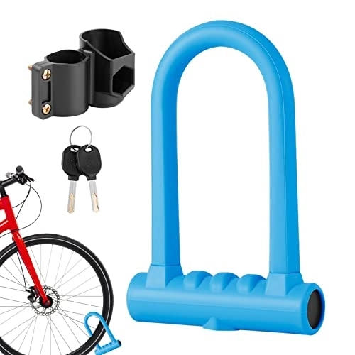 Verrous de vélo : Antivol en U pour vélo – Antivol en silicone robuste et antivol pour vélo, anse en acier, fente pour clé serpentine avec 2 clés en cuivre montage Loupsiy